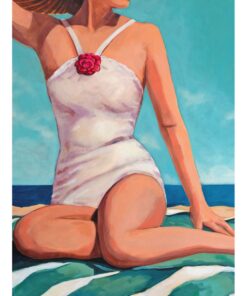 High resolution print of Glenda Borchard's painting of an elegant women an elegant woman in a white swimsuit